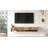 Future Tv Unit Uv Print Oak Color Floating Entertainment Center Console With Storage Shelves & Doors