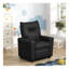 Fauteuil inclinable noir en PVC pour enfants avec porte-gobelet et pieds en plastique