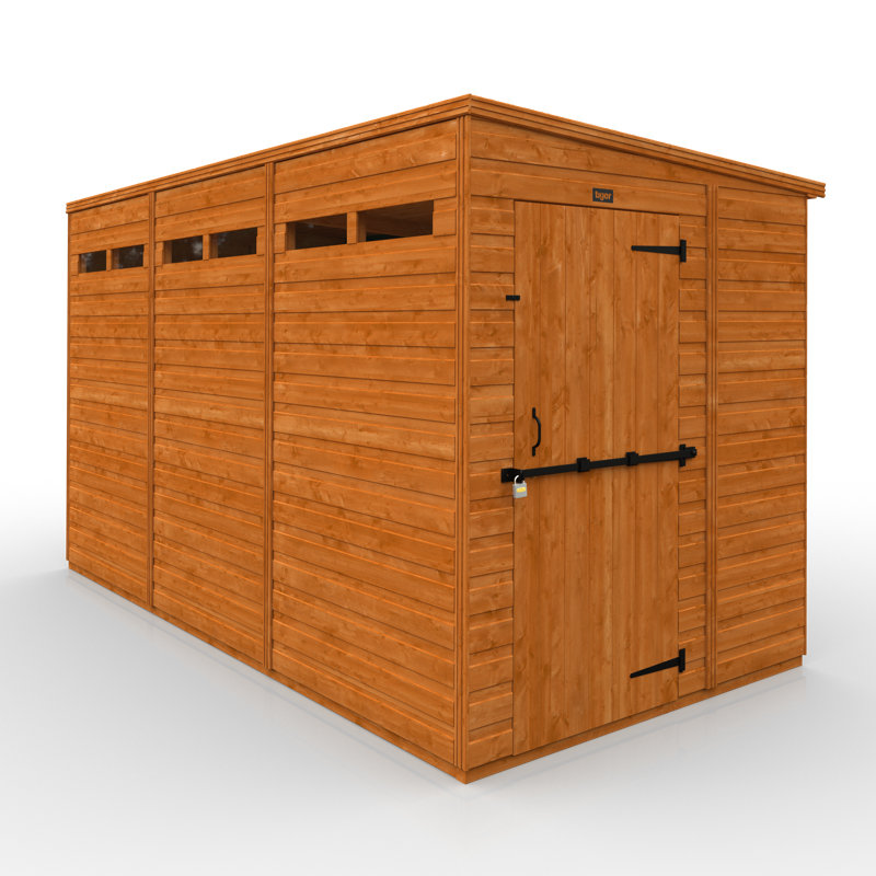 TigerFlex® Modular Buildings Solid Wood Shiplap Pent Garden Shed, 203cm H X 353cm W X 175cm