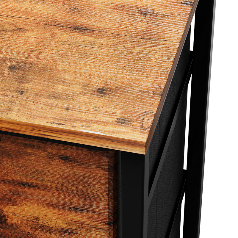 Nightstand Bedside Table with 3 Fabric Storage Drawers