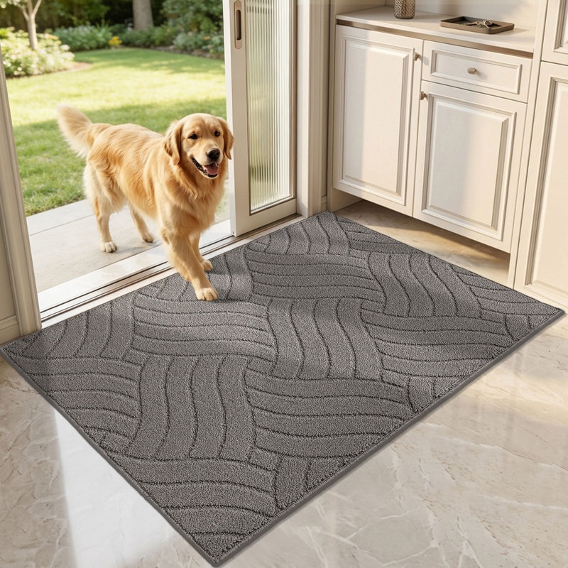 Paillasson intérieur antidérapant lavable à la machine, Gris, l 32 po x L 48 po