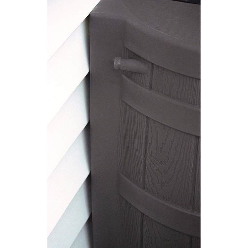Good Ideas Plastic Drainable Dual Overflow Rain Barrel, Oak