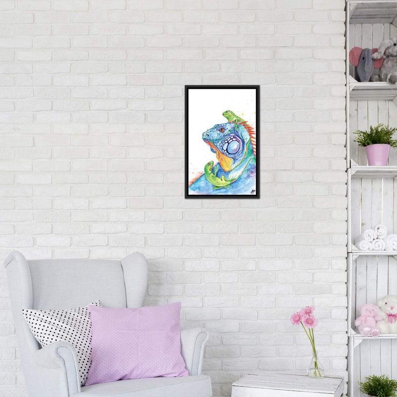 Décoration murale pour enfants Here Be Dragons, Toile encadrée noir délavé, H 26 po x l 18 po x 1,5 po
