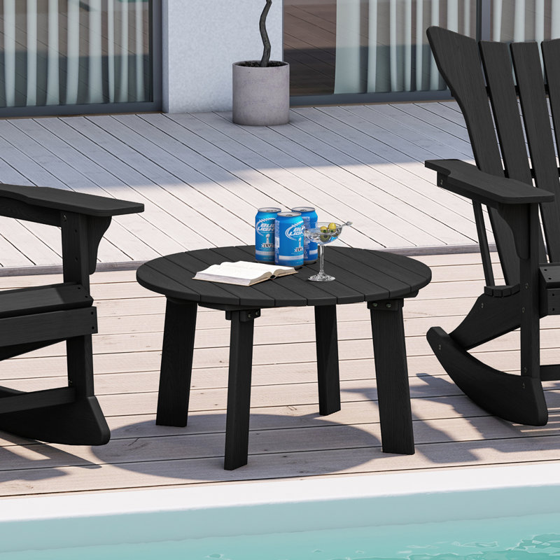 Round Outdoor Coffee Table , 31.5'' in. W 31.5'' in. D, Black