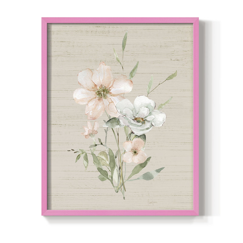 «Organic Botanical I», reproduction encadrée - bois massif, Rose, H 11 po x l 9 po