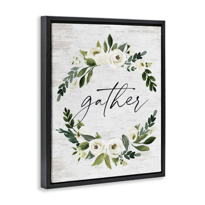 Neutral Distressed Gather Framed Floater Canvas Wall Art by Lettered and Lined