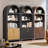 Arched Display Cabinet With Decorative Striped Doors, Modern Accent Storage Cabinet-122057298