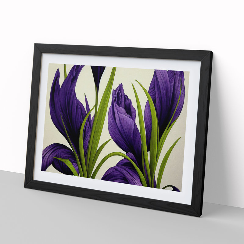 Tremendous Iris Flowers 1 Piece Single Picture Frame Wall Art, 34cm H x 46cm W x 2cm D, Black