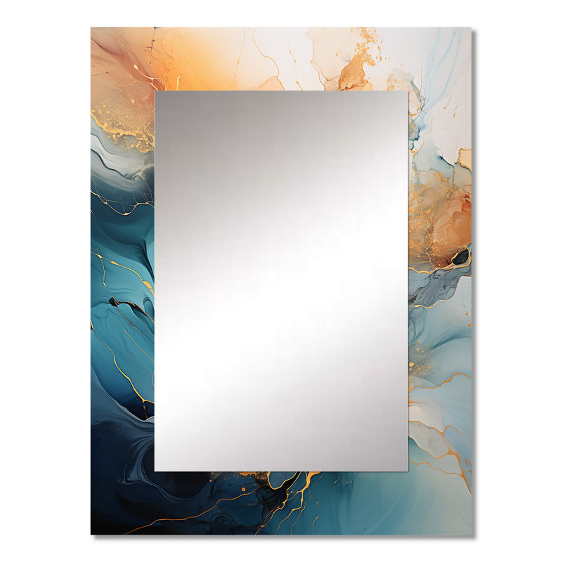Teal Orange Bold Abstract Flow Collage II - Dams, 32 po x 24 po