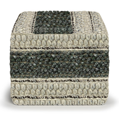 Grady 18"W Wool and Cotton Square Pouf