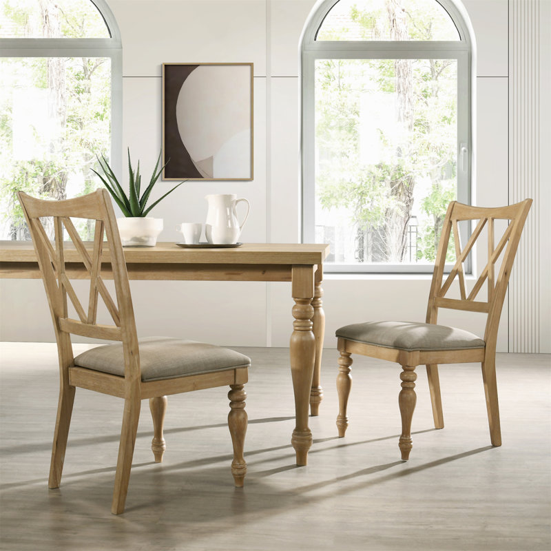 Verta Solid Wood Cross-back Dining Chairs,2pc