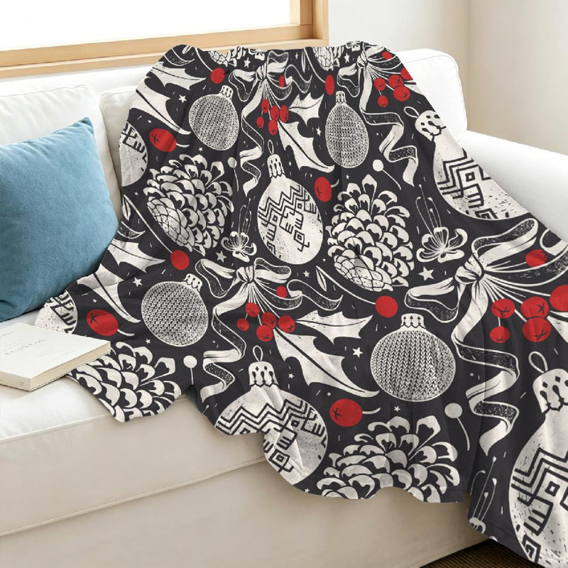 Jeté blanc en flanelle de polaire ultra douce, imprimé recto de Noël, Throw 40" x 50"