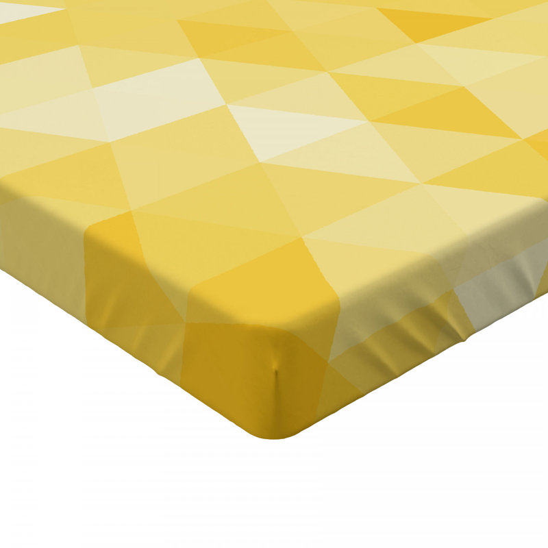 Yellow Geometric Triangle Queen Microfiber Fitted Sheet