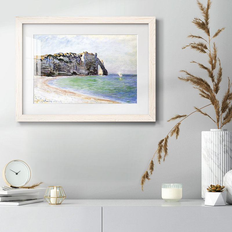 The Manneport, Etretat, the Porte D'aval, 1885 - Peinture à cadre unique, H 28 po x l 42 po x P 1,5 po, Blanc