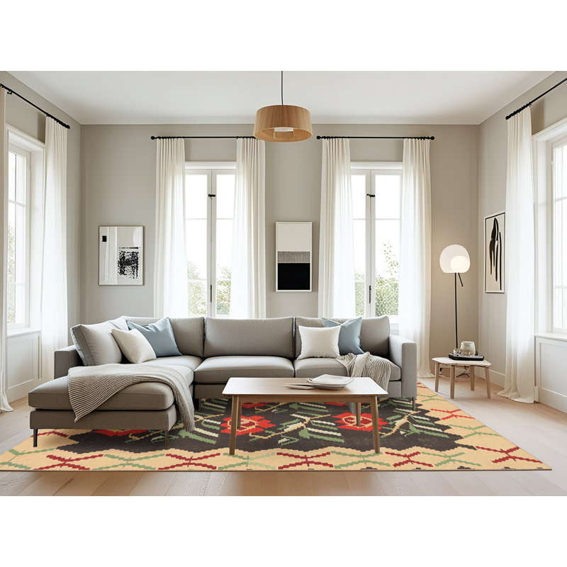 Tapis rouge / beige Veana, Rectangle 8 pi x 12 pi