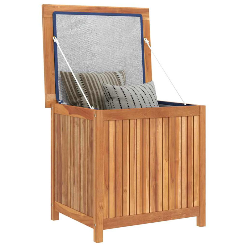 Boîte de rangement extérieure résistante à l'eau, bois de teck massif brun, 24 po