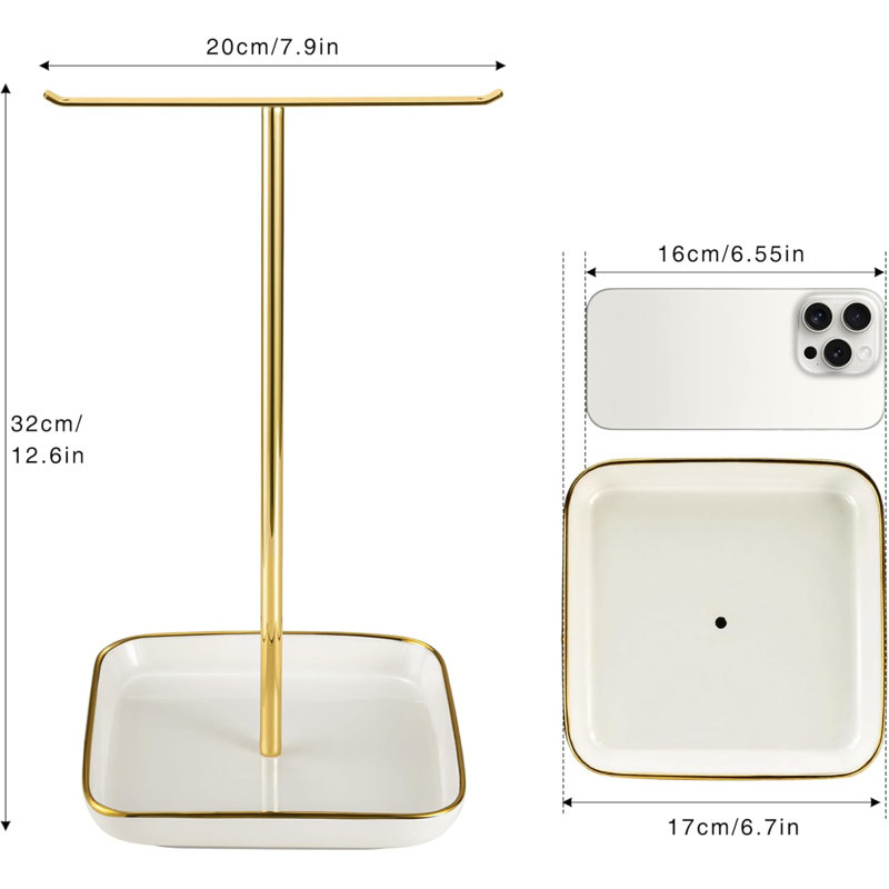 Support de rangement pour colliers, bracelets, bagues, boucles d'oreilles, décor de chambre esthétique pour filles et femmes, or