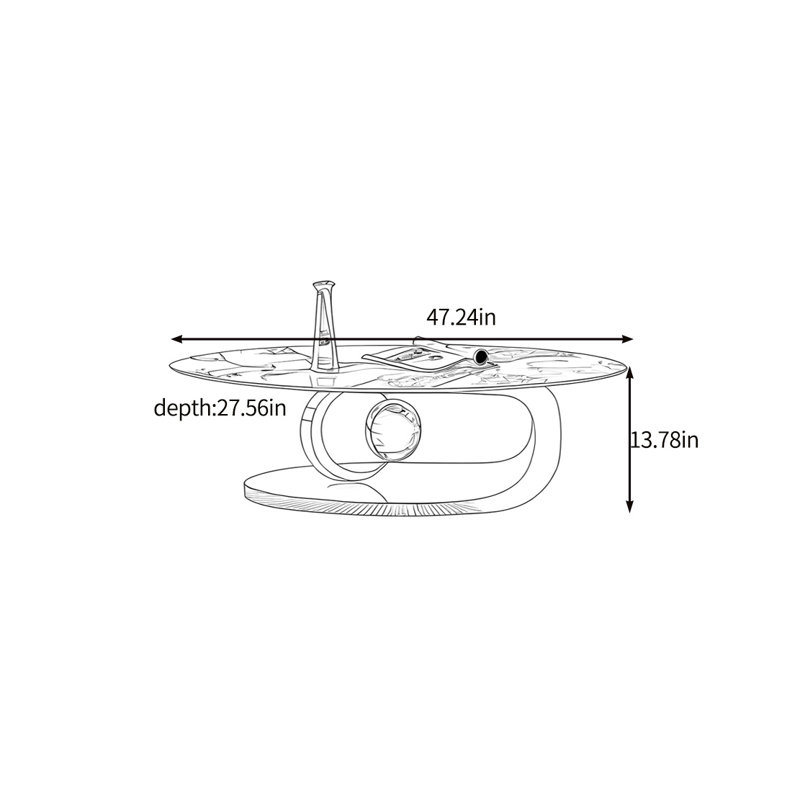 Abstract Single Coffee Table, 13.78" H x 47.24 L x 27.56" W