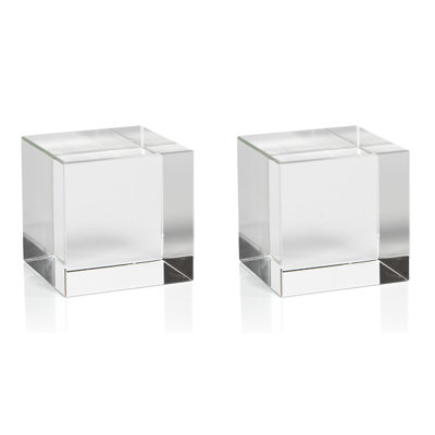 Ensemble de sculpture à cubes droit en verre cristal Mandell