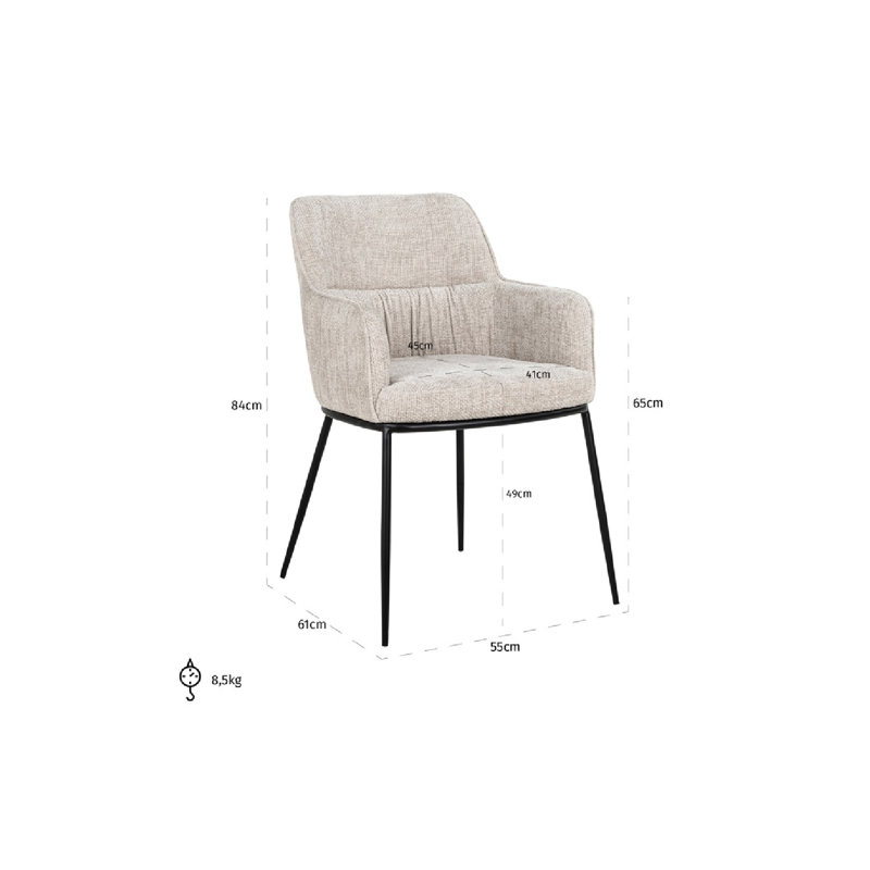 Bella Upholstered Arm Chair, Ivory