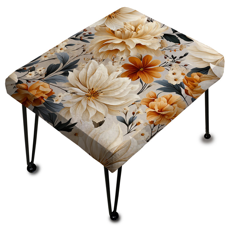Boho Earthy Blooms Poppies Garden - Floral Rectangle Ottoman