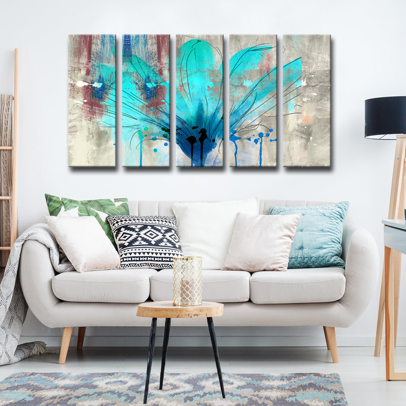 Ensemble de 5 reproductions d’art graphique sur toile tendue « Painted Petals LII » par Tristan Scott