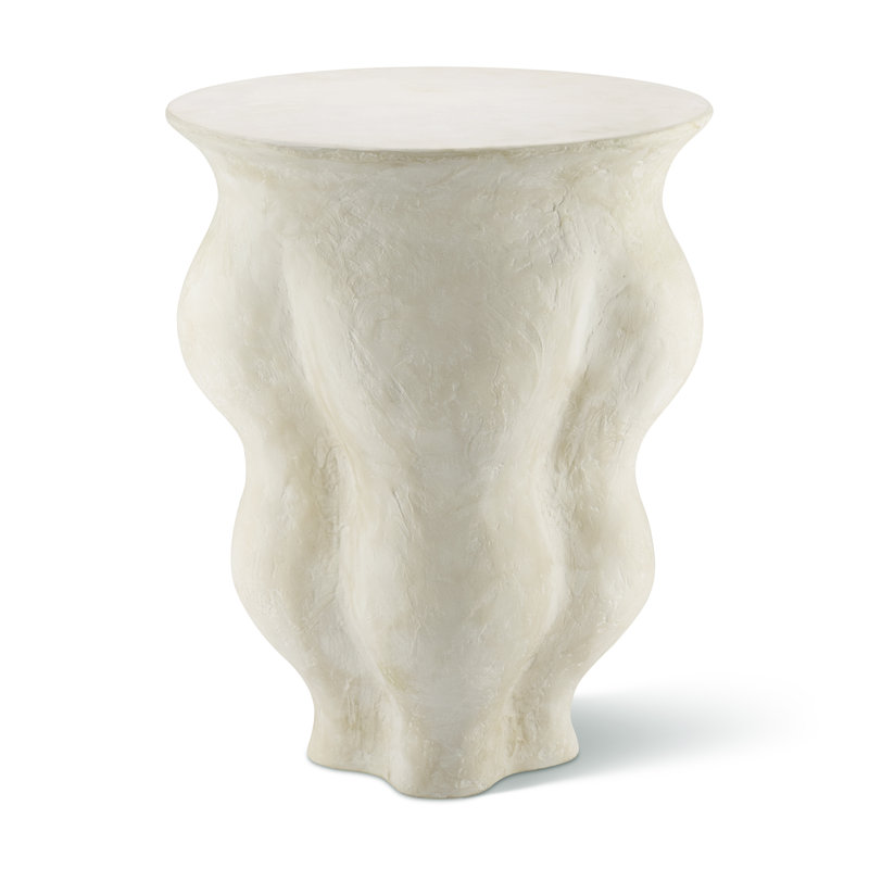 Fresco White Abstract Resin Round End Table