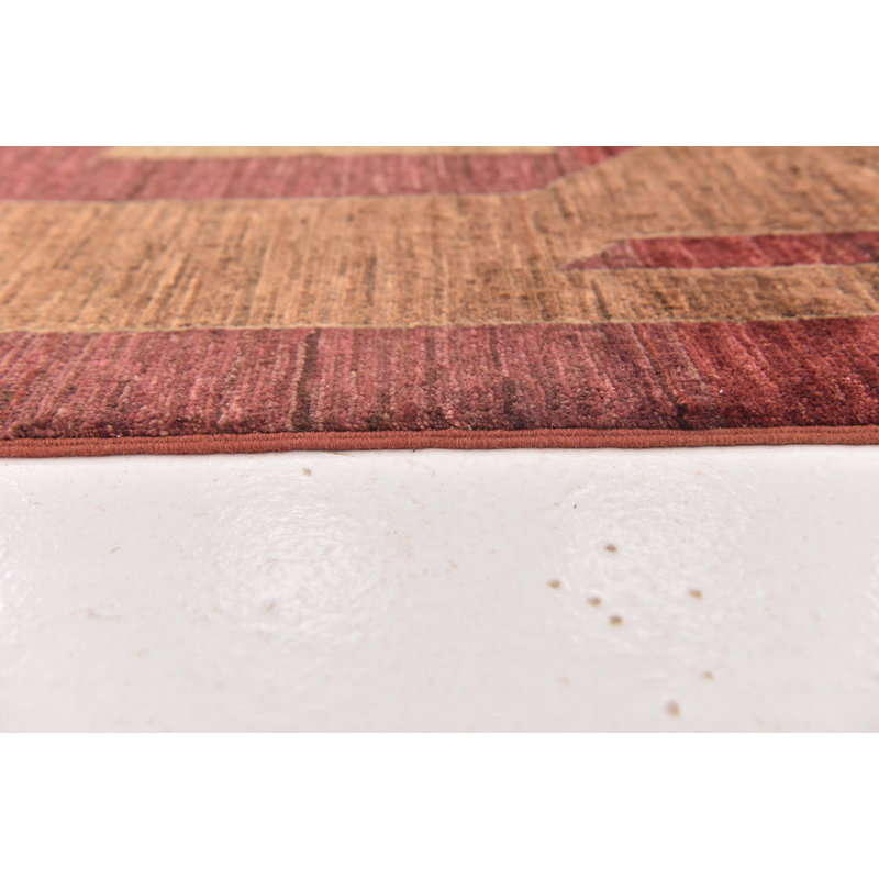 Tapis en laine rouge/beige 5 pi 6 po x 7 pi 8 po one-of-kind à la main noué la Didcot
