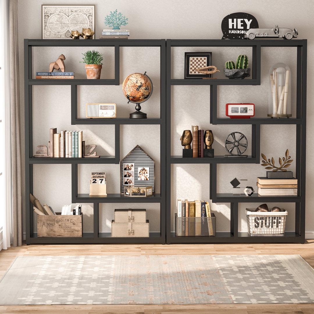69.29" H X 39.37" W Steel Geometric Bookcase (Set of 2) Latitude Run® 