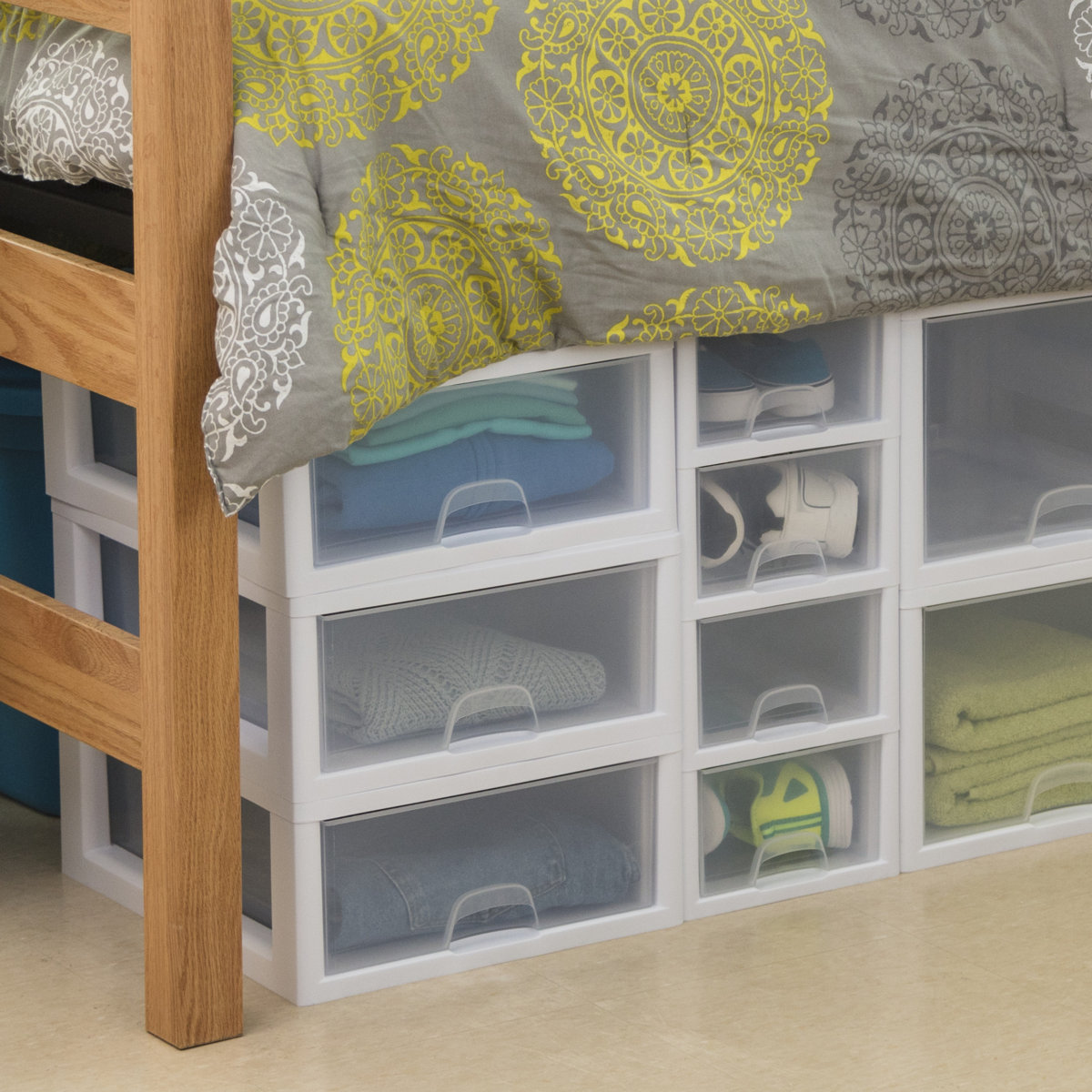 Sterilite Clear & White Plastic Storage Bin with One Drawer