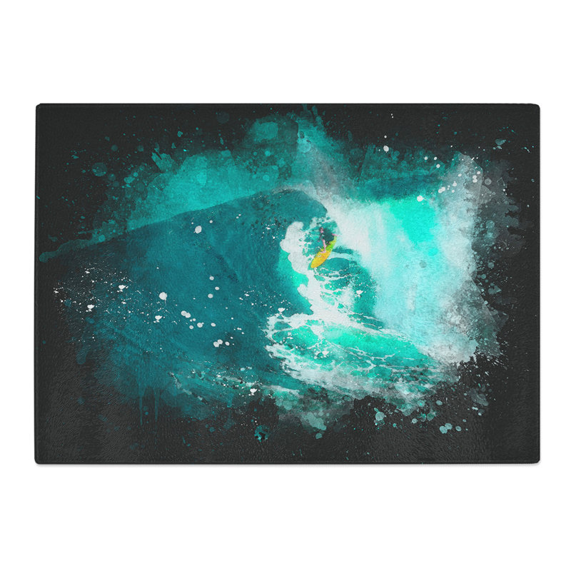 Tempered Glass Surfing in Hawaii Chopping Board, 28.5 cm x 39 cm