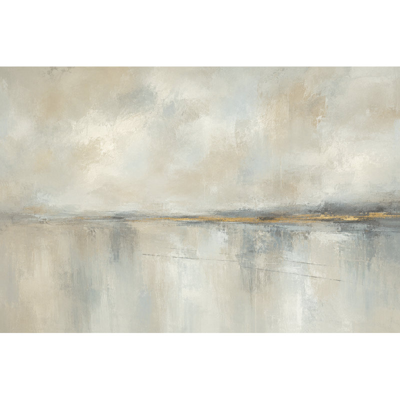 «Soft Neutral Abstract», art mural sur toile, horizon gris réfléchissant, toile moderne, H 32 po x l 48 po x P 1,5 po
