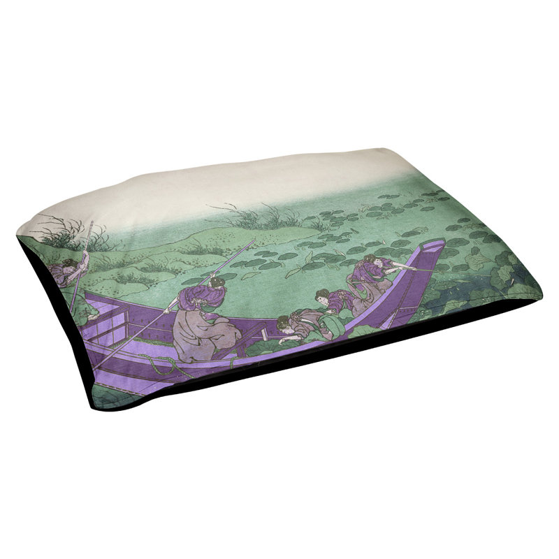 Coussin d'intérieur / d'extérieur pour chien Burkart, Petit (l 29,5 po x P 19,5 po x H 9,5 po), Vert / Mauve / Gris