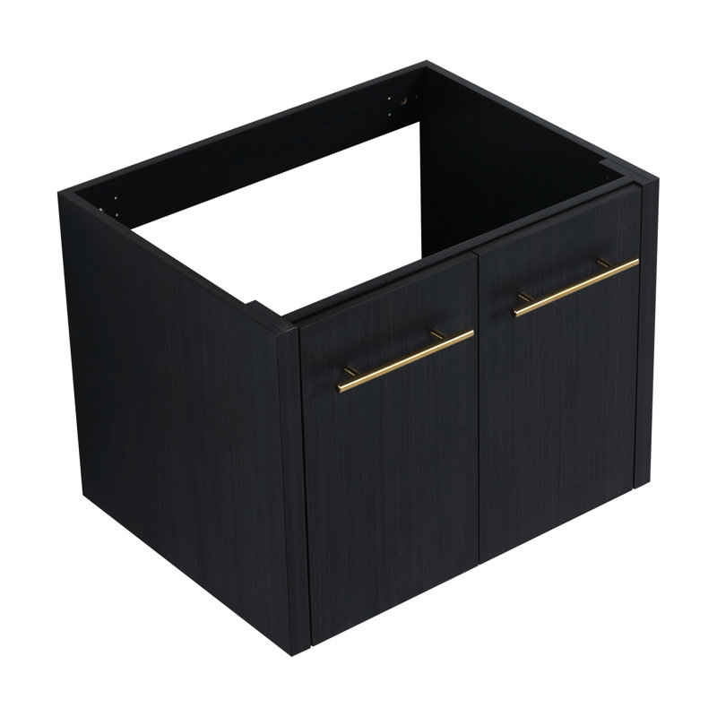 Meuble-lavabo noir en châtaignier noir avec un design élégant et des tiroirs spacieux