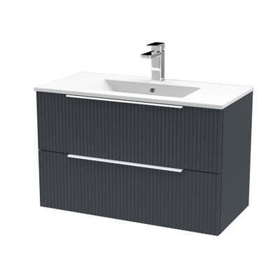 Fluted 805mm Wall Hung Single Vanity Unit