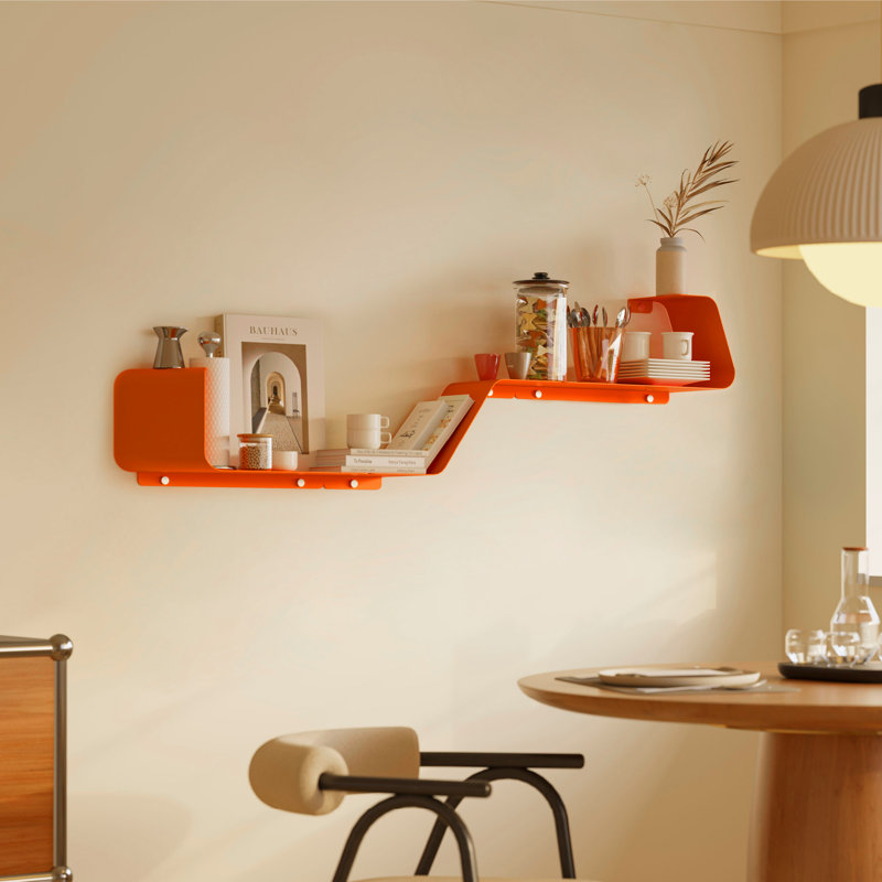 Tablette flottante en métal Eliyah, tablette murale, tablettes murales en métal au design unique, Orange