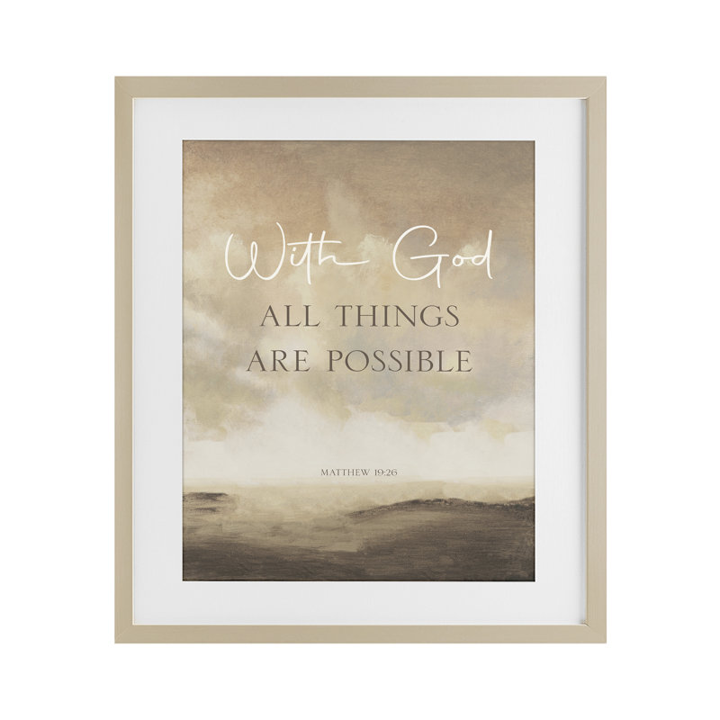 With God Matthew Proverb, reproduction sous verre encadrée, design par John Spaeth, Cadre de récolte en pin