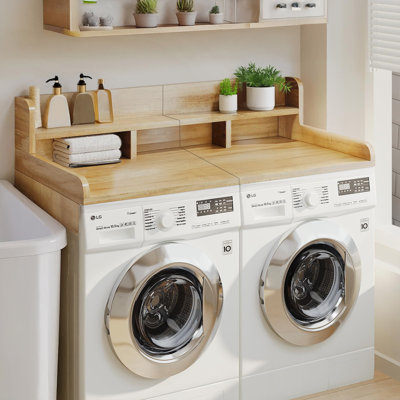 Comptoir de laveuse-sécheuse, plateau à linge en bois avec rebord, 54 po