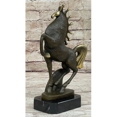 Signed Original Miguel Lopez Tang Horse Abstract Modern Bronze Sculpture Statue