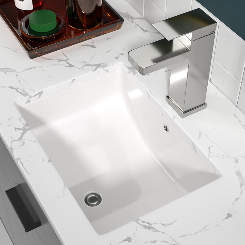Sarlai 21.5" L x 15" W White Ceramic Rectangular Undermount Bathroom Sink with Overflow