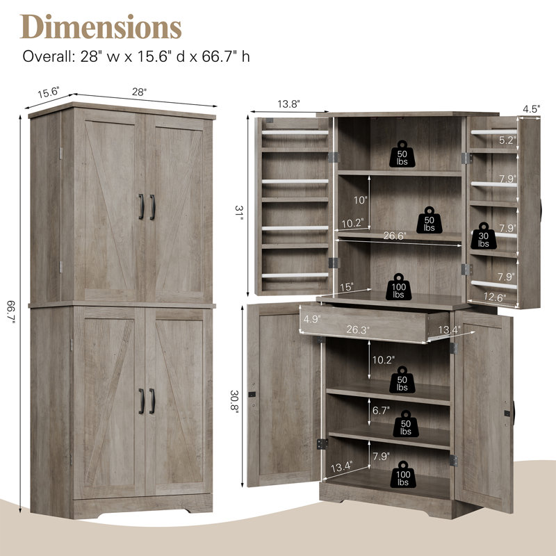Denicolais 66.7" Kitchen Pantry, Gray