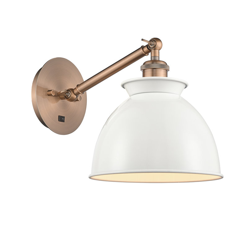 Shauna Armed Sconce, LED, Antique Copper, Glossy White
