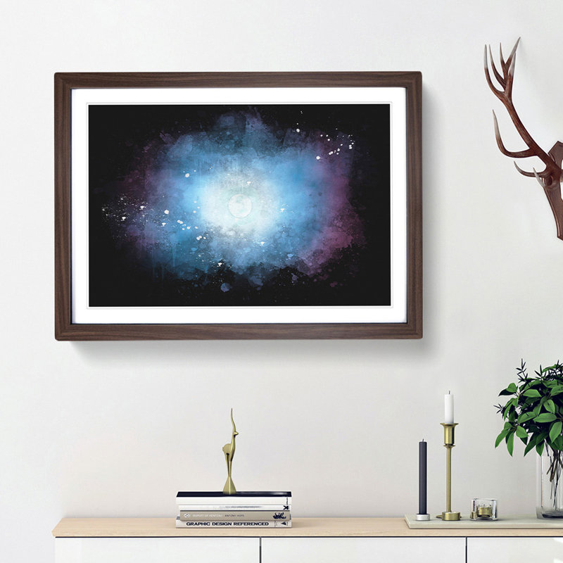 Moon in the Sky - Picture Frame Graphic Art Print, Walnut Framed, 45cm H x 63cm W x 2cm D