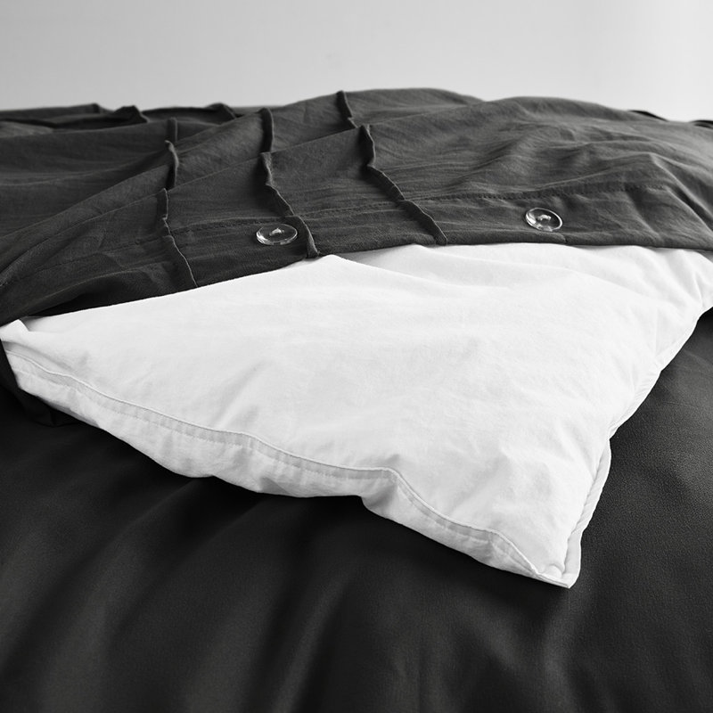 Ensemble de housse de couette plissée Harris, Housse de couette simple / simple TG et 1 taie dé, Noir