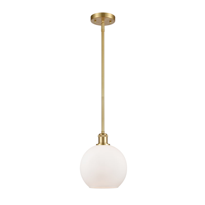 Luminaire suspendu en forme de globe à 1 lumière Anchondo, Ampoule non incluse, Blanc mat, Or satiné