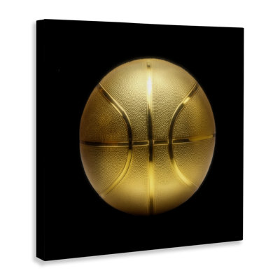 Gold Designer Basketball Canvas Wall Art by Graffi*tee Studios