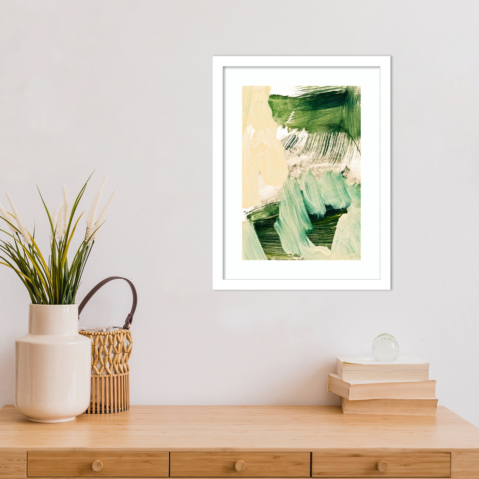 Elphaba "Minimalist Painting 09" Print, White Framed, 17" H x 13" W