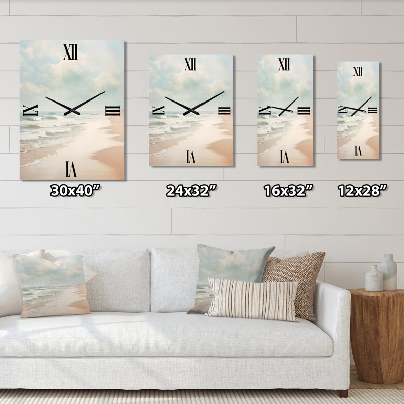 Minimalisme plage paysage VI - horloge murale nautique et plage surdimensionnée, Très grand