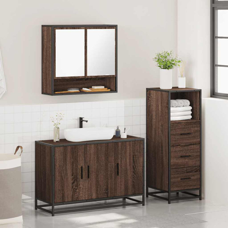 Bathroom Furniture Suite, Brown Oak