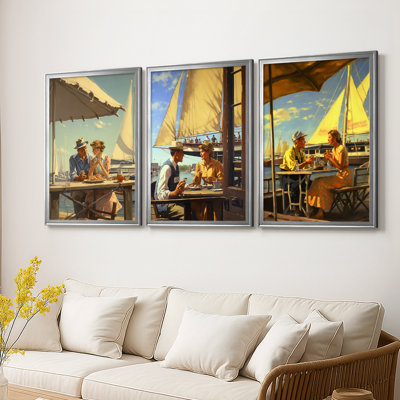NAUTICAL Series DCXXXVII  -Custom Framed  Wrapped Gallery Canvas - 3 Pieces